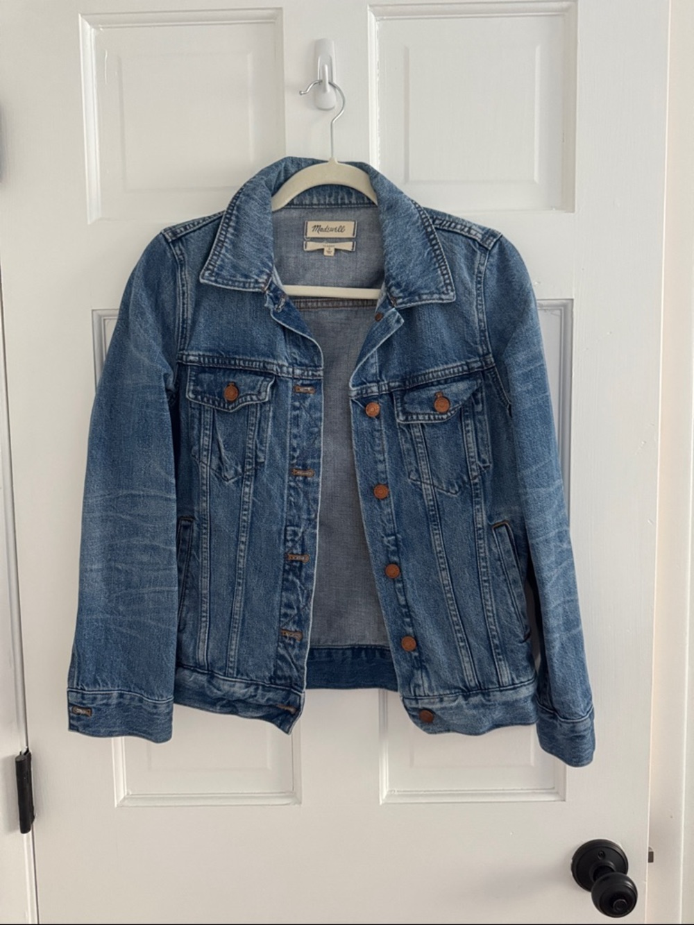 Madewell Medium Wash Blue Denim Jacket with Copper Buttons